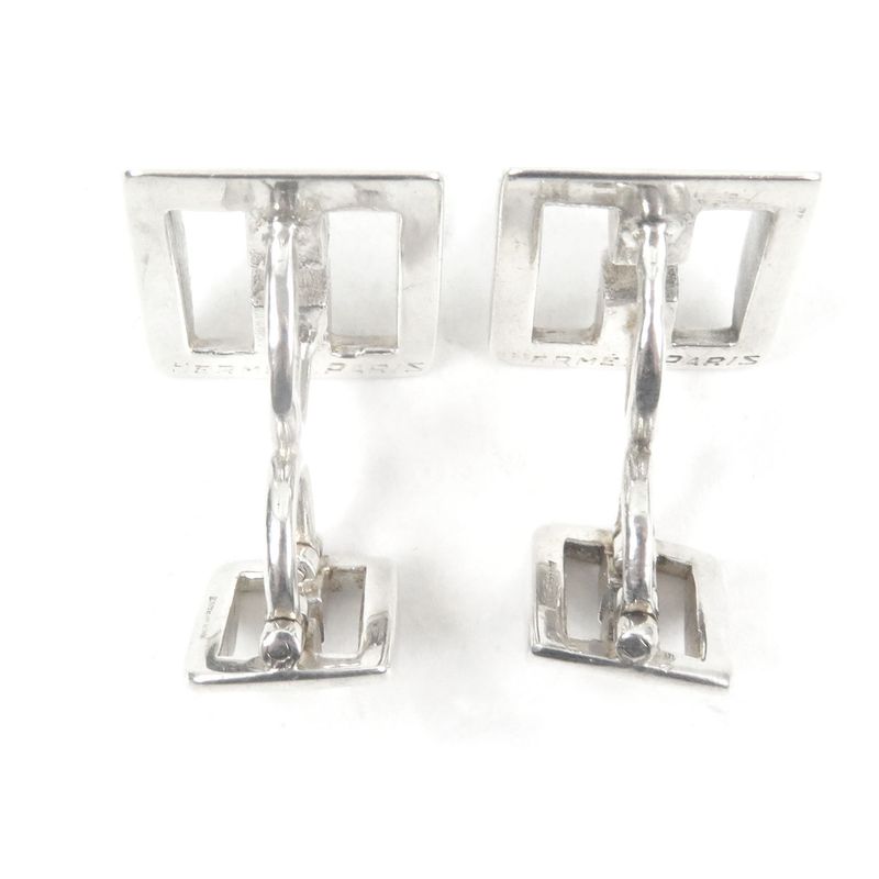 Hermes Vintage H Logo Motif Cufflinks Button Cufflinks Sv925 Silver With Box