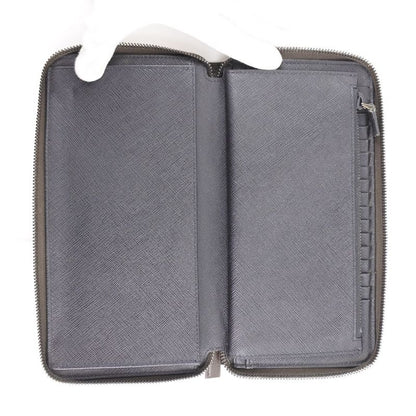 Prada Round Zipper 2ml220 Saffiano Caffe+nero Dark Brown Women's Long Wallet