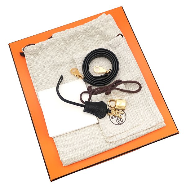 Hermes 2-Way Bag Kelly 25 Internal Stitching Togo Black Gold Hardware Black