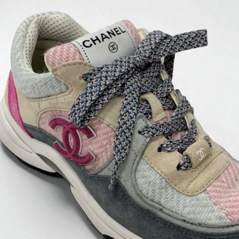 Chanel Sneakers Shoes Fabric Suede Multicolor Here Mark