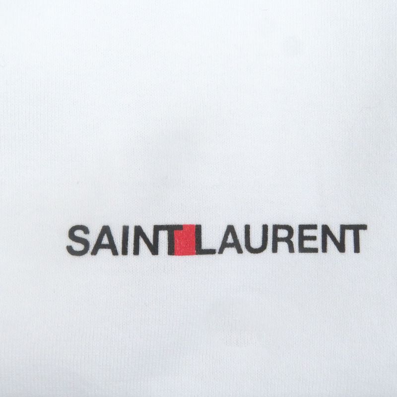 Saint Laurent Paris 2021 464572 100% Cotton Logo Print Crew Neck Short Sleeve