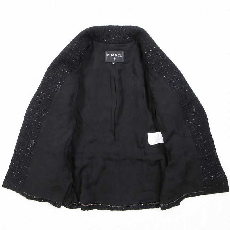 24aw Chanel Recent Model Glitter Tweed Jacket Double Breasted Coco Mark 40 M