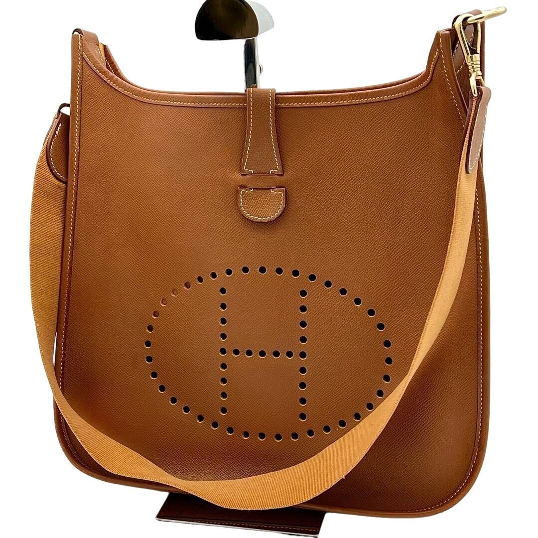 Hermes Evelyne GM Brown Tan Togo Leather Shoulder Bag - The Reluxe