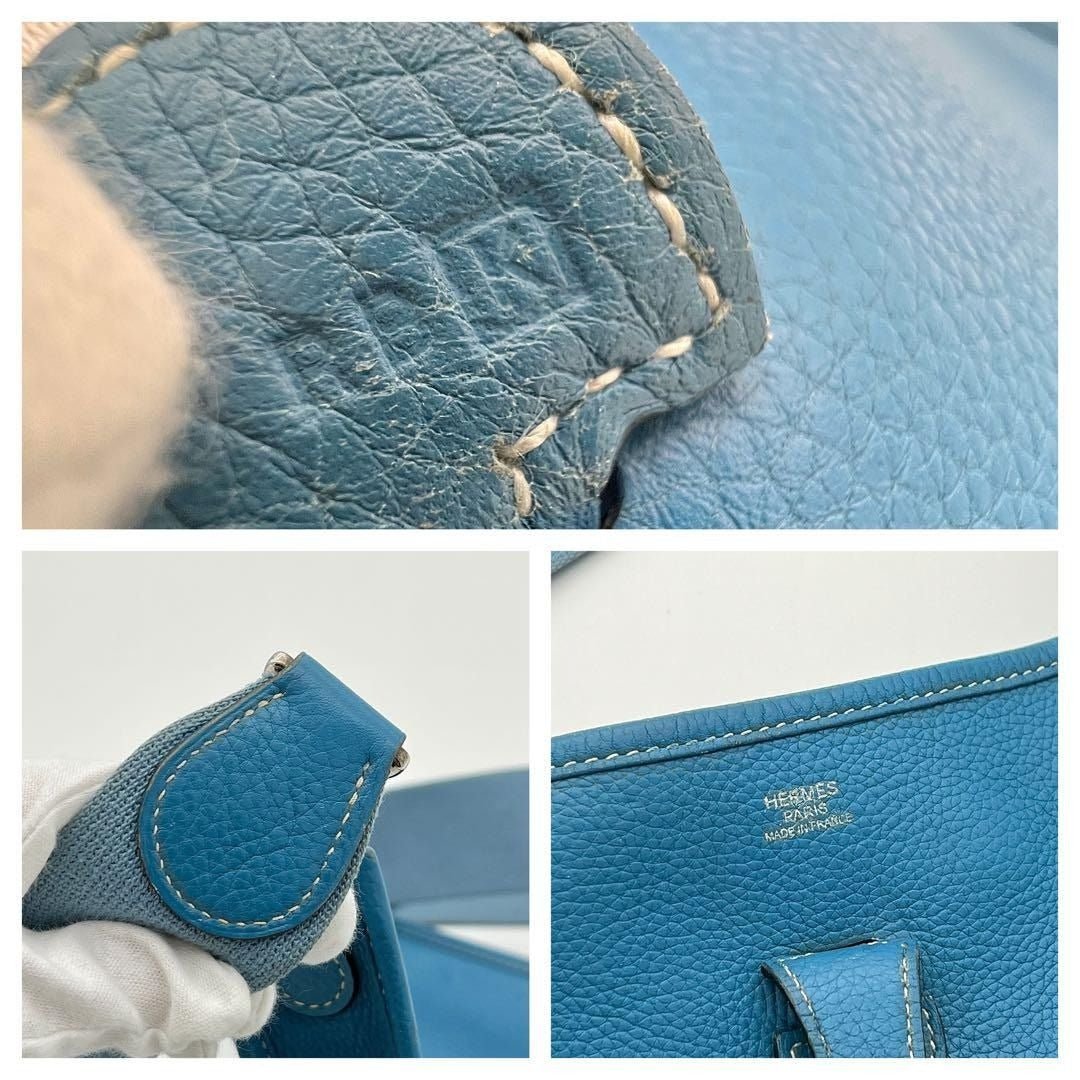 HERMES Evelyne PM I Blue Jean Clemence Leather Shoulder Bag - The Reluxe