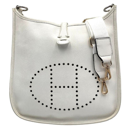 HERMES Evelyne PM Taurillon White Ivory Clemence Leather Shoulder Bag - The Reluxe