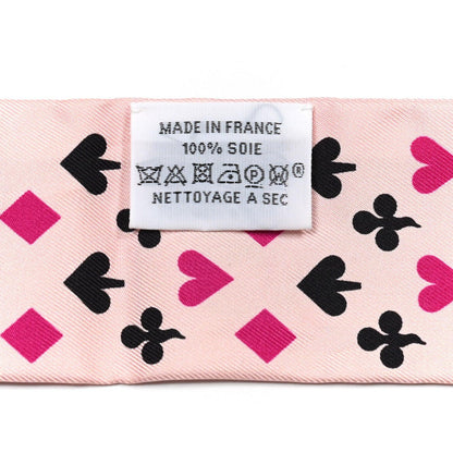 Hermes Silk Jeu de Cartes Twilly Rose Nacre Fuchsia Rouge - The Reluxe