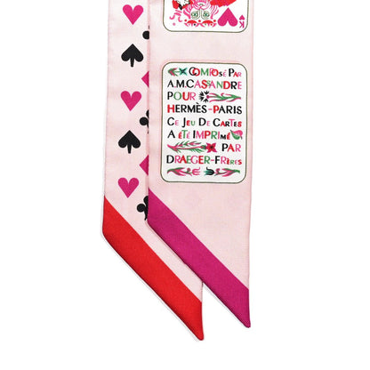 Hermes Silk Jeu de Cartes Twilly Rose Nacre Fuchsia Rouge - The Reluxe