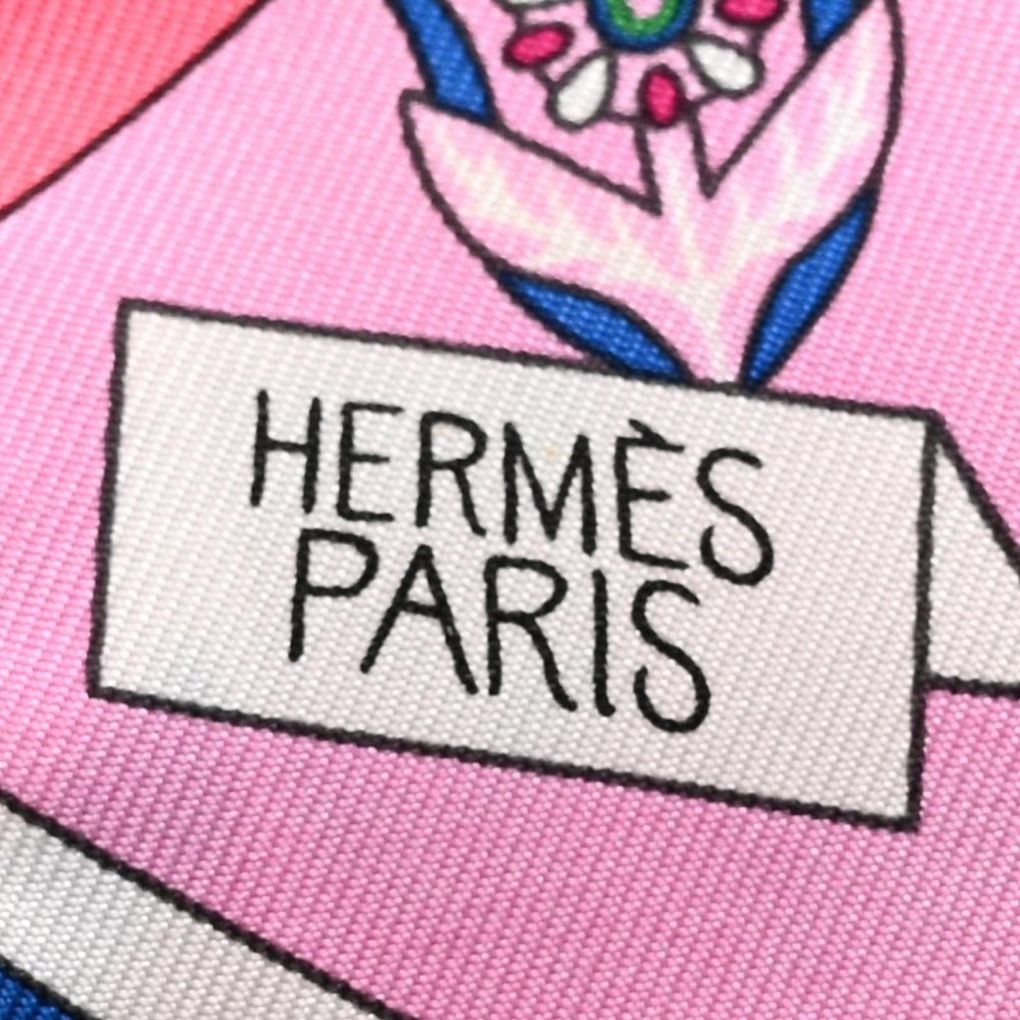 Hermes Twilly Scarf 100% Silk La Source de Pegase Rose Vif Jaune Pink - The Reluxe