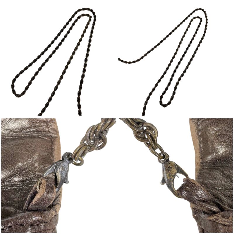 Bottega Veneta Chain Shoulder Bag Pochette Intrecciato Leather Brown Gold