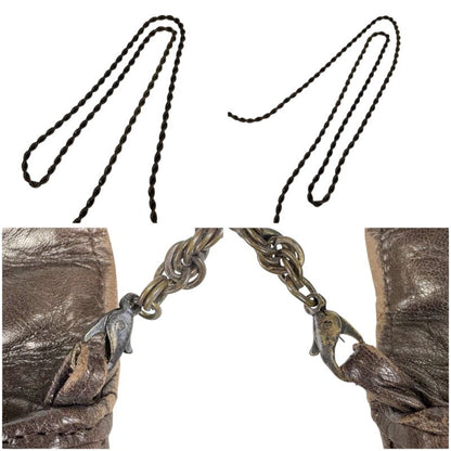 Bottega Veneta Chain Shoulder Bag Pochette Intrecciato Leather Brown Gold