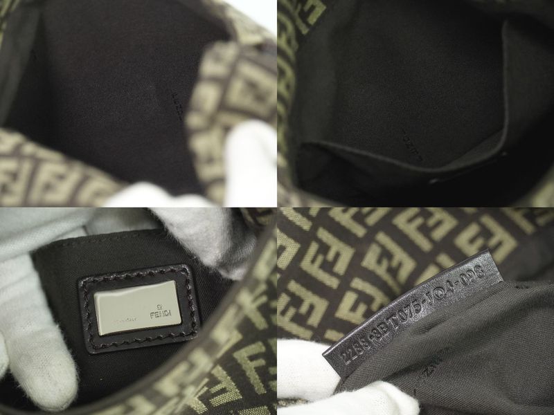 Authentic Fendi Zucchino Shoulder Bag Pochette Canvas Brown 8bt075 Zucchino Bag