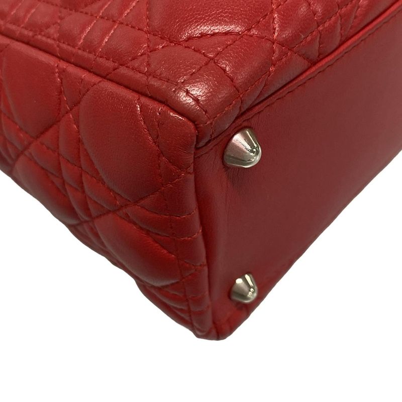 Dior/christian Dior Handbag Lady Dior Large Bag Red Leather