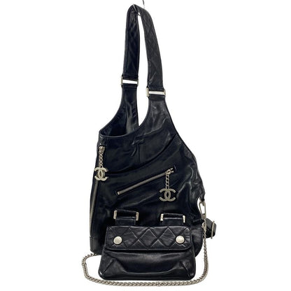 Chanel Shoulder Bag Jacket Black Silver Hardware / Coco Mark / Matelasse
