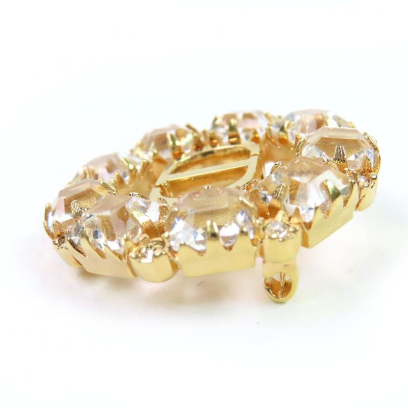 Christian DIOR Petit CD Logo Brooch With Rhinestones Gold Ladies Accessories