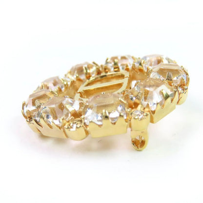 Christian DIOR Petit CD Logo Brooch With Rhinestones Gold Ladies Accessories