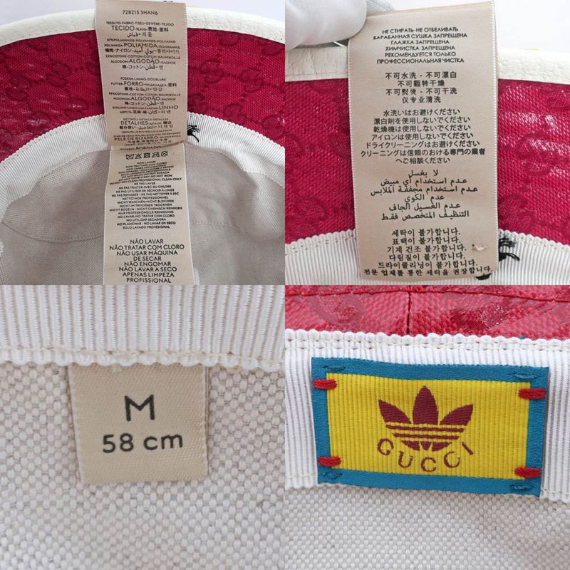 Gucci X Adidas Bucket Hat 728215 M Size 58cm (22.83in) Red Unisex