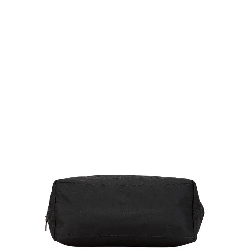 Prada Triangle Logo Plate Handbag Tote Bag Vr4377 Black Nylon Leather Women