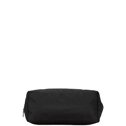 Prada Triangle Logo Plate Handbag Tote Bag Vr4377 Black Nylon Leather Women