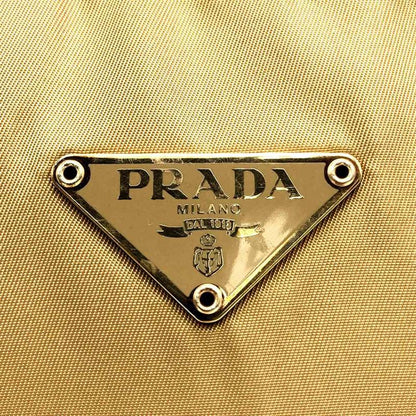 Prada Handbag Tote Bag Nylon Beige With Key Women Men Fashion