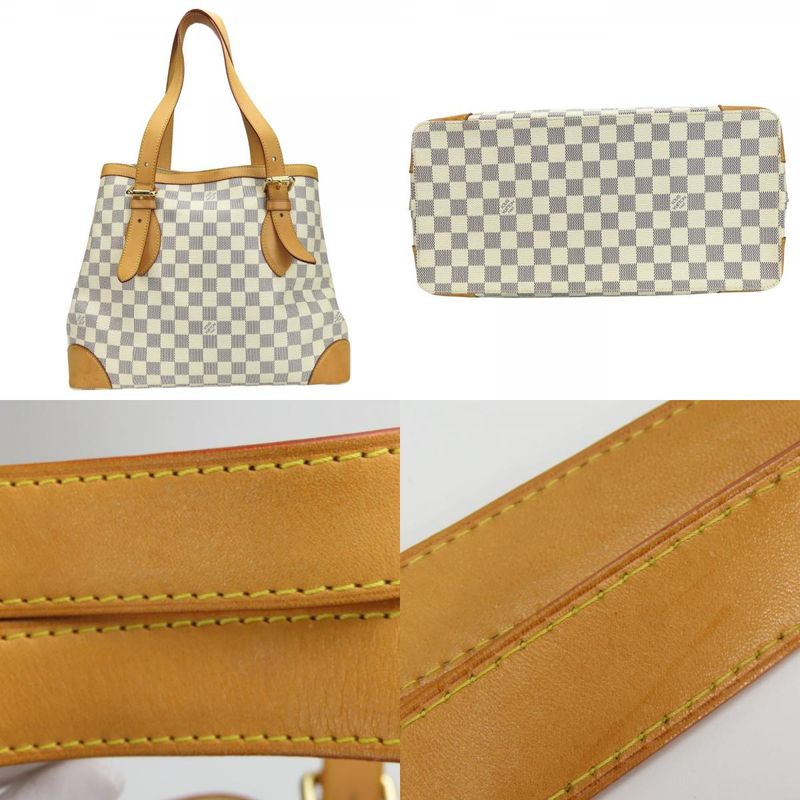 Louis Vuitton Tote Bag Hampstead MM N51206 Damier Azure Nubuck White Gold