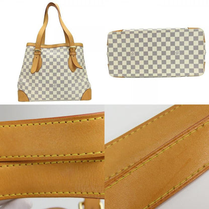 Louis Vuitton Tote Bag Hampstead MM N51206 Damier Azure Nubuck White Gold
