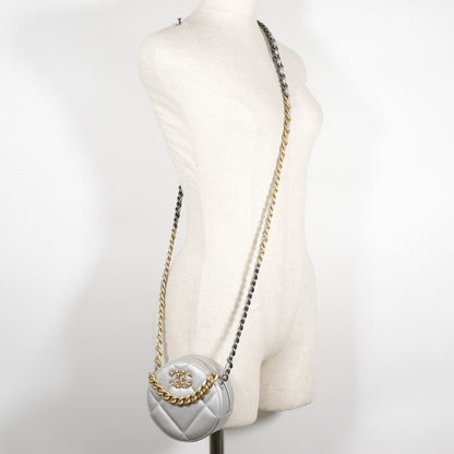 Chanel 19 Chain Clutch Ap0945 Calf Silver Ladies Shoulder Bag