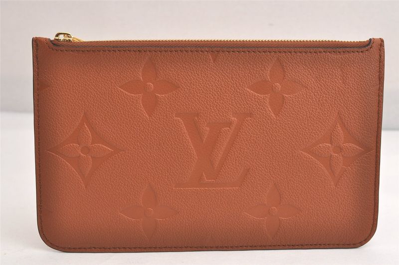 Louis Vuitton Monogram Empreinte Neverfull Pouch Wallet Brown LV 3395n