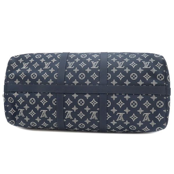 Louis Vuitton Boston Bag Keepall Bandoliere 50 Monogram Shadow Leather Ink Blue