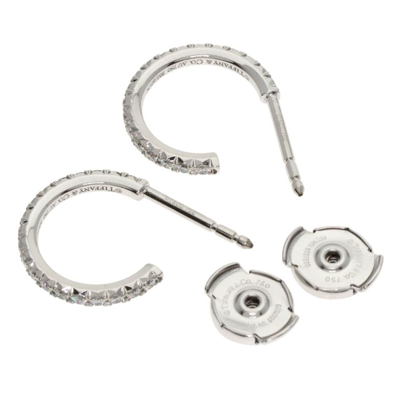 Tiffany & Co Metro Full Diamond Earrings 18K White Gold Ladies