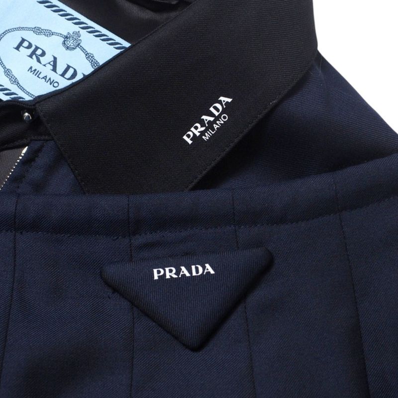 2022Prada Skirt Setup Size Jacket: 38 Skirt: 36S Zip Up Jacket Blouson