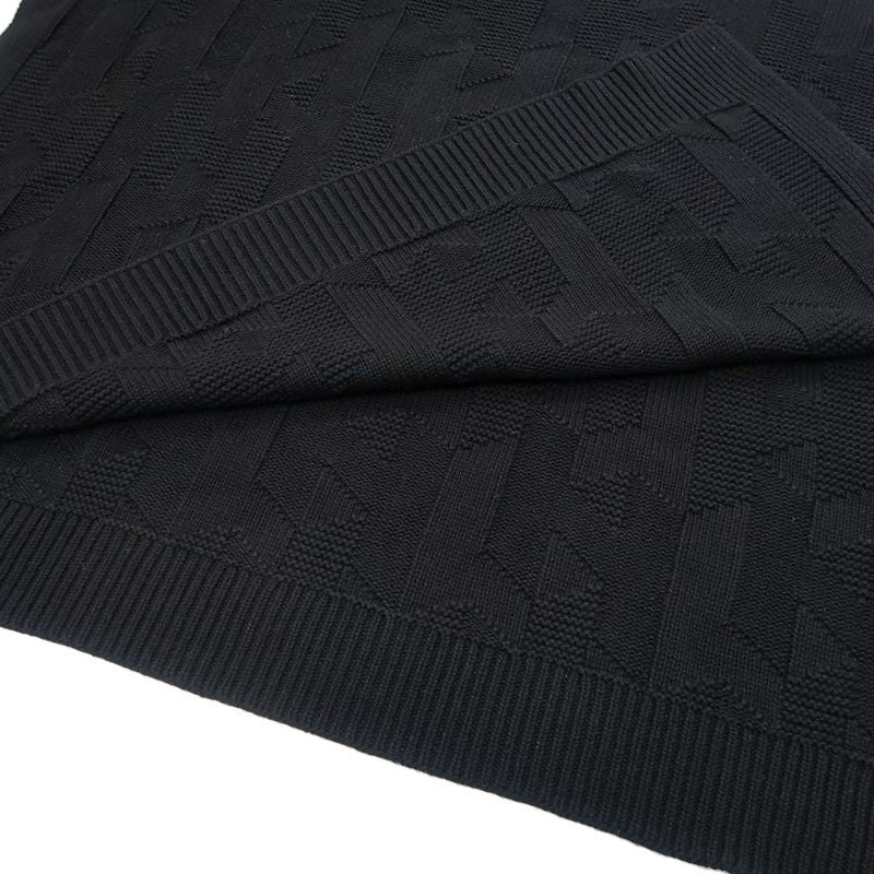 Hermes Poncho Cape H Motif 34 Black 100% Wool Knit 2904d3 Women's