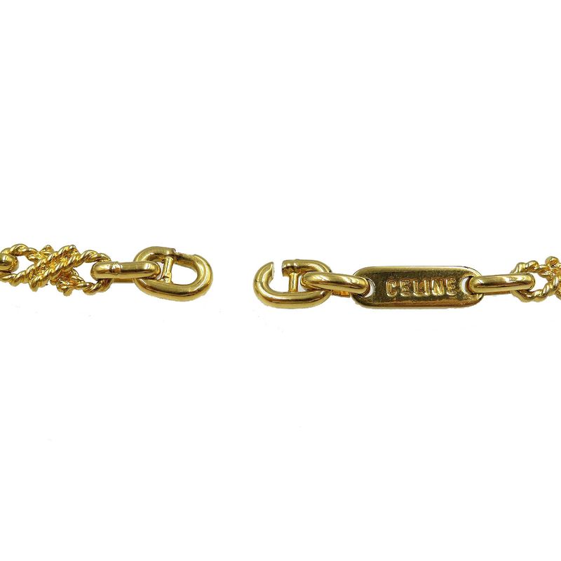 Celine Metal Gold Vintage Necklace Accessory 0171 Celine
