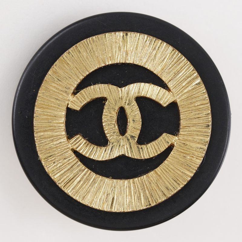 Chanel Coco Mark Vintage Gold Plated Black 28 Ladies 43.0g Earring