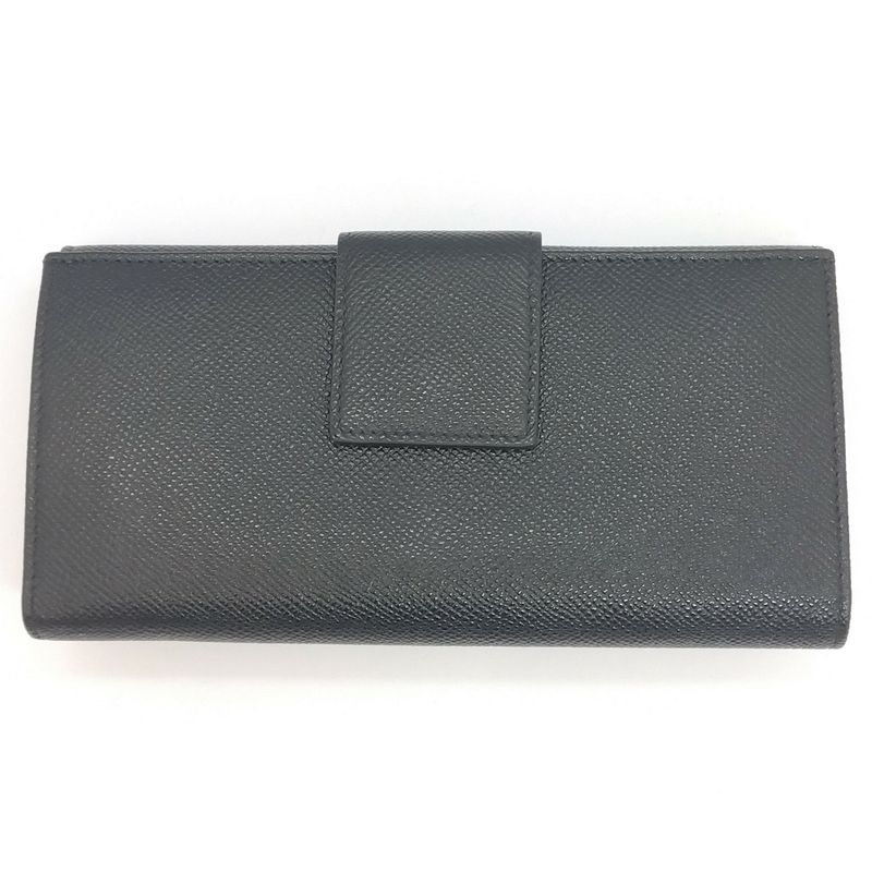 Bvlgari Logo Clip W Hook Long Wallet Long Leather 30416 Black NFC Tag
