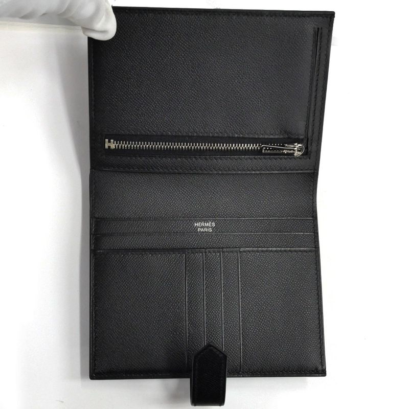 Hermes Bearn Compact Bifold Wallet Monochrome So Black Vo Madame W