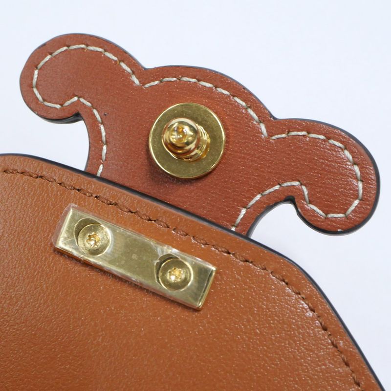 Celine Triomphe Card Holder With Chain - 10j743dpv.04lu Tan Brown