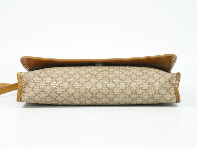 Authentic Celine Macadam Shoulder Bag Pochette PVC Beige Macadam Bag Pre-owned