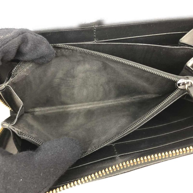 Gucci Round Zipper Long Wallet Sylvie 476083 Black
