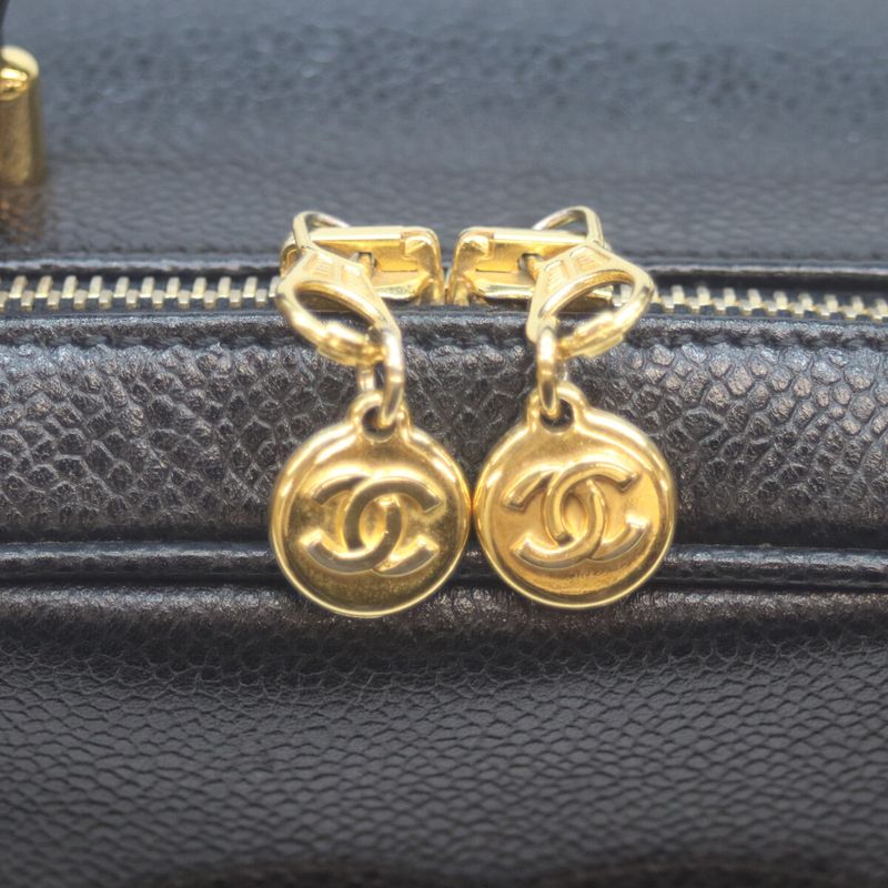 Chanel No 5 Black Caviar Skin Ghardware 2WAY Vanity Shoulder Bag Vanity Bag