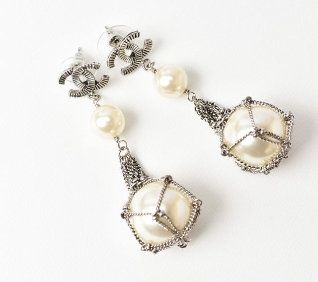 Chanel Earrings Chanel Pearl Motif Coco Mark Silver