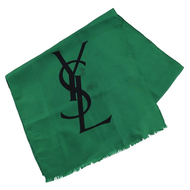 YVES Saint Laurent Yves Saint Laurent YSL Logo Rectangular Silk Green Women's