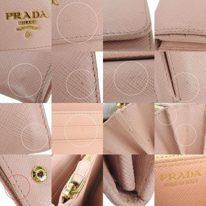 Prada Long Wallet 1mh132 Saffiano Leather Light Pink Gold Hardware Fold Simple