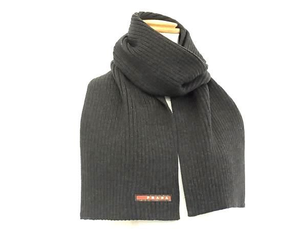 Prada 100% Wool Scarf Men's Dark Gray Az5307