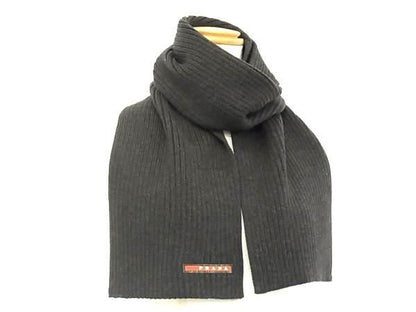 Prada 100% Wool Scarf Men's Dark Gray Az5307