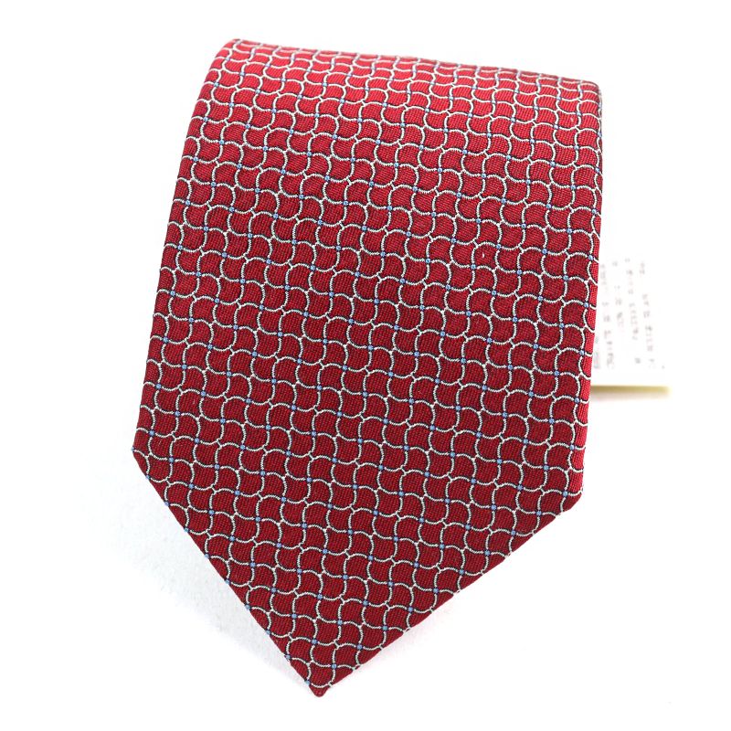 Hermes 659142t Cravate 100% Silk All-over Design H Logo Lining Red With Box