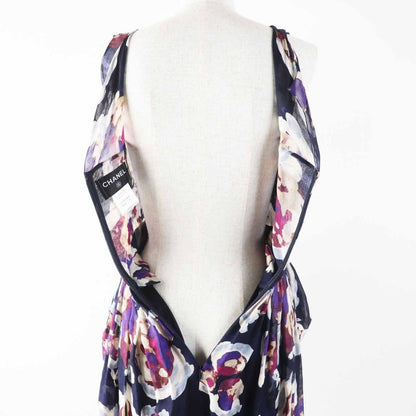 CHANEL P37299 100% Silk Coco Mark Camellia Partially Sheer Chiffon Fabric