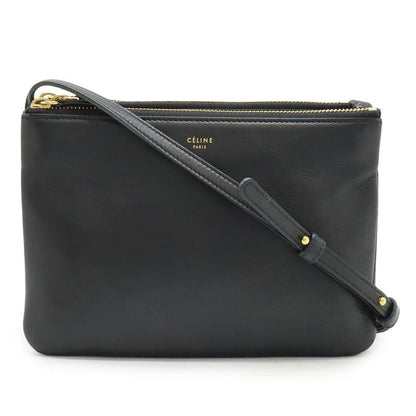 Celine Trio Small Shoulder Bag Shoulder Pouch Pochette Crossbody Leather Black