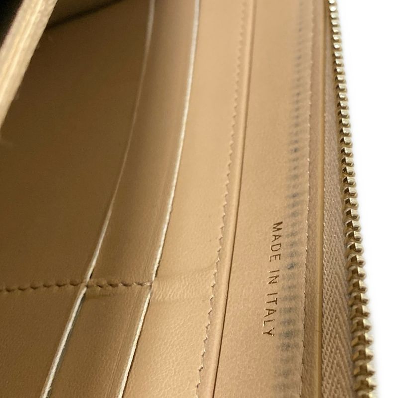Chanel Long Wallet V-stitched (chevron) Beige Coco Mark/gold Hardware / Round