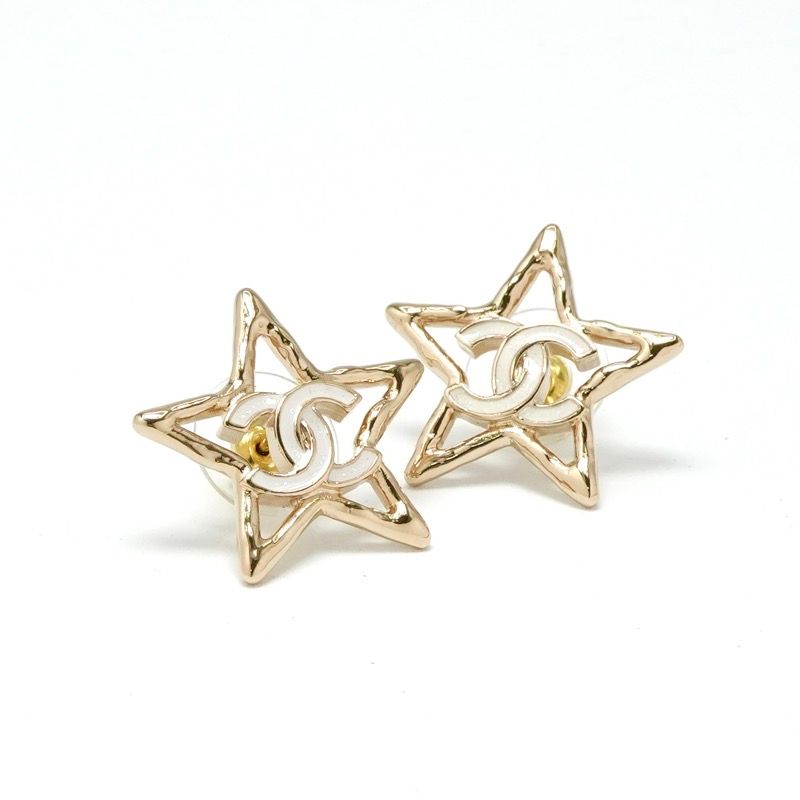 Chanel Earrings Earring Gold White Coco Mark Star