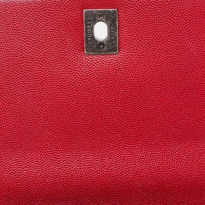 Chanel Chain Shoulder Bag Matelasse Coco Handle 2WAY Handbag Caviar Skin Red